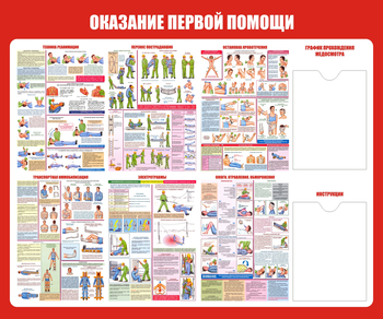 С17 Стенд оказание первой помощи (1200х1000мм, Пластик ПВХ 3 мм, Карманы, Прямая печать на пластик ) - Стенды - Стенды по первой медицинской помощи - Магазин охраны труда ohranatruda-shop.ru
