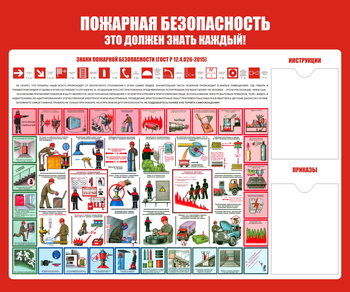 С16 Стенд пожарная безопасность (1200х1000 мм, карманы, пластик 3мм, Прямая печать на пластик) - Стенды - Стенды по пожарной безопасности - Магазин охраны труда ohranatruda-shop.ru