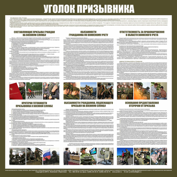 С118 Стенд Уголок призывника (1000х1000 мм, Пластик 3 мм, Прямая печать на пластик) - Стенды - Стенды по гражданской обороне и чрезвычайным ситуациям - Магазин охраны труда ohranatruda-shop.ru